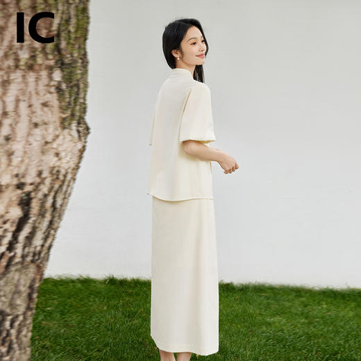 *IC新中式国风泡泡袖上衣直身半裙新款休闲优雅高级气质套装女 商品图4