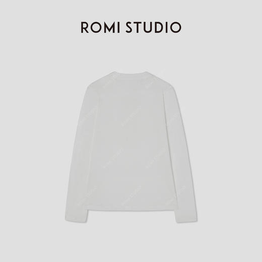 ROMI STUDIO“松弛气息”100%棉经典亨利领宽松长袖T恤 RW25SSG0145 商品图1