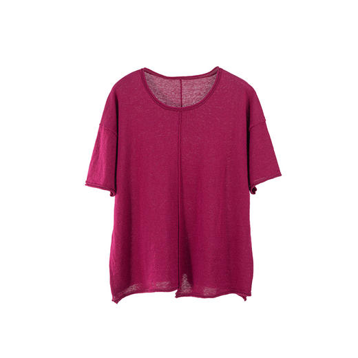 绽放旅行女装209朵/新款设计感苎麻棉短袖套头文艺针织衫上衣T恤 商品图4