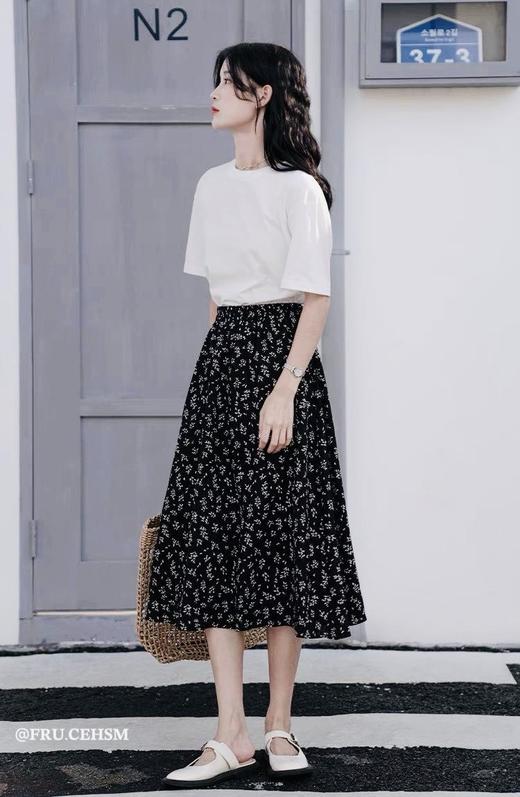 氛围感绝美松紧腰碎花半身裙 商品图3