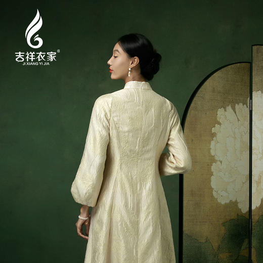 吉祥衣家新中式国风春夏新款高端气质显瘦修身女装金粟初开连衣裙 商品图2