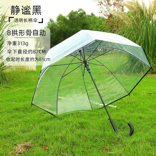 【自动透明雨伞】直杆透明伞，透明环保伞布，视野更宽阔，8骨，16骨稳定伞架结构结实，防水抗风，穹顶鸟笼结构，360°遮挡遇水。半自动开关，轻松开伞，避免撑伞时手臂被淋湿！ 商品图9