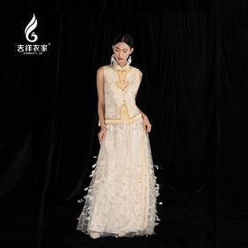 吉祥衣家新中式原创提花减龄圆领刺绣国风高级感女装纹彩如意马甲