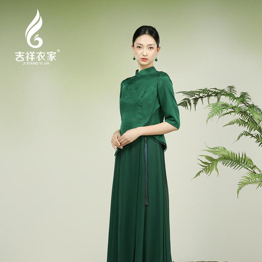 吉祥衣家新中式国风夏新款高端气质显瘦修身女装清扬婉邂逅连衣裙 商品图1