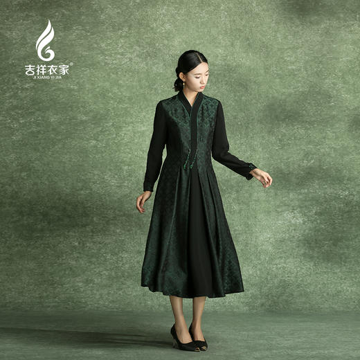 吉祥衣家新中式国风春夏新款高端气质显瘦修身女装万顷琉璃连衣裙 商品图2