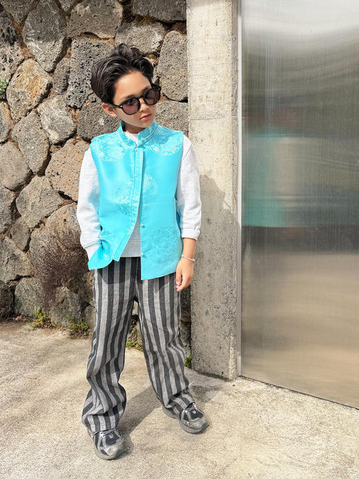 盛唐牡丹| 儿童系列|Kids 双龙团纹花蕾缎马甲 商品图1