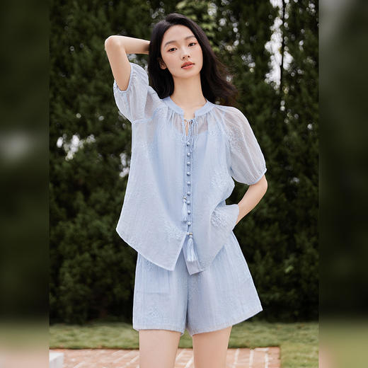 *IC 休闲气质宽松短袖对襟流苏短裤套装女新款夏季度假套装 商品图3