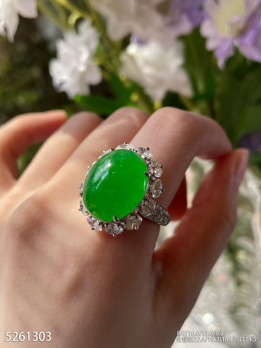 老坑艳绿蛋面戒指【5261303】具体价格微信咨询 商品图4