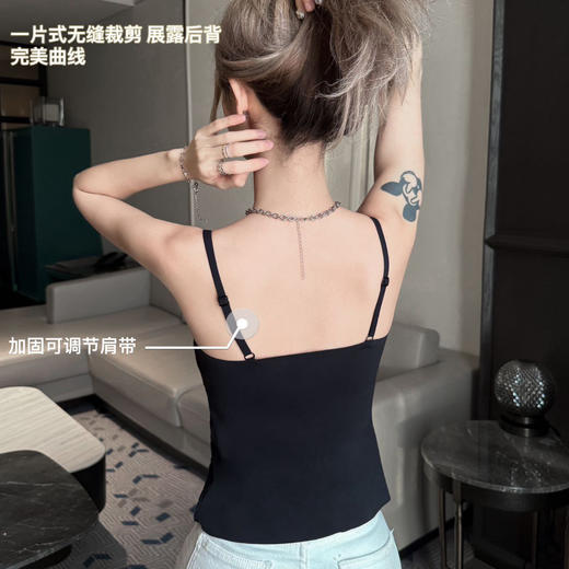【99元2件】法式小蕾丝深V领美背细肩带吊带背心（带胸垫）【FF25509】 商品图3
