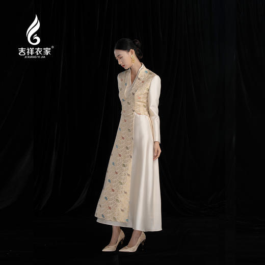吉祥衣家新中式国风高级气质修身轻奢优雅云锦女装高其行义连衣裙 商品图1