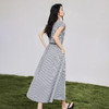 IC黑白格设计感抽褶腰带连衣裙女新款夏季慵懒宽松休闲裙子 商品缩略图4