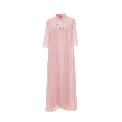 吉祥衣家新中式国风春夏新款高端气质显瘦修身薄款女装嫣然连衣裙 商品图3