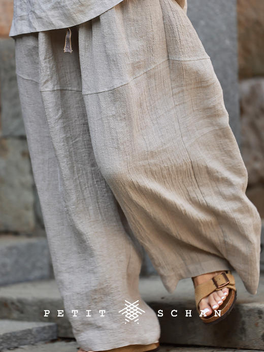 PETIT SCHAN小闪 CLO#777 spirit 风骨 纯亚麻分割解构阔腿裤长裤 商品图0