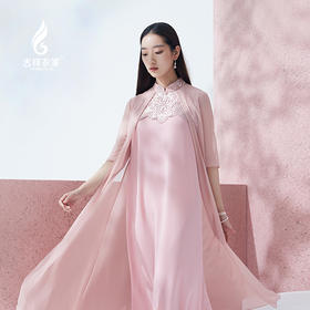 吉祥衣家新中式国风春夏新款高端气质显瘦修身薄款女装嫣然连衣裙