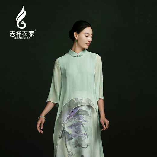 吉祥衣家中国风新中式复古女装2025新款春夏款潮水带星来连衣裙 商品图4