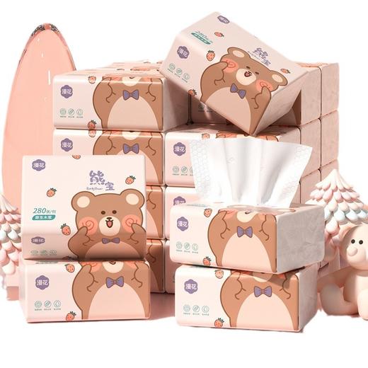 【漫花抽纸，家用必备】漫花五层加厚原木，精细纸巾工艺。环保纸巾萌熊印花，实惠热销，家庭办公必备！ 商品图3