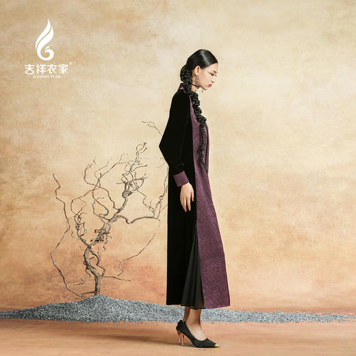 吉祥衣家新中式国风香云纱提花气质修身显瘦女装景仪凤凰游连衣裙 商品图3