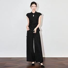 【高货wl】全新升级【铂金会员358/天猫479/差价121】(99842) 洛诗琳国风气质新中式精致时尚浮雕提花优雅裤子两件套