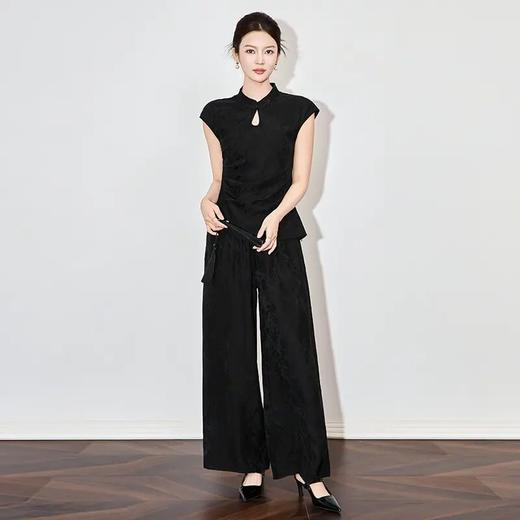 【高货wl】全新升级【铂金会员358/天猫479/差价121】(99842) 洛诗琳国风气质新中式精致时尚浮雕提花优雅裤子两件套 商品图0