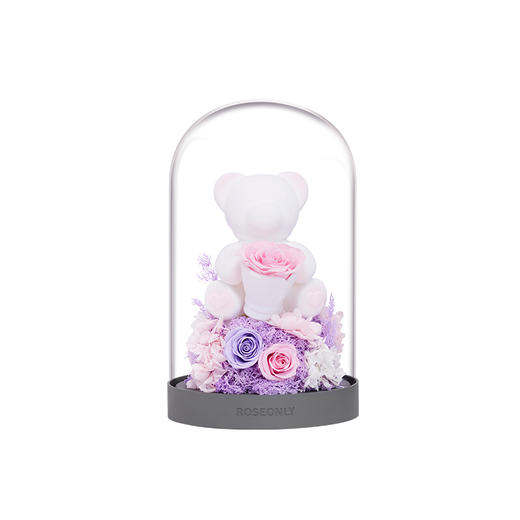 【水晶之恋】ROSEONLY诺誓 水晶之恋 永生玫瑰花 Baby宝贝系列 钟罩圆罩 白兔 白独角兽 白守爱狗 送朋友送家人 商品图2
