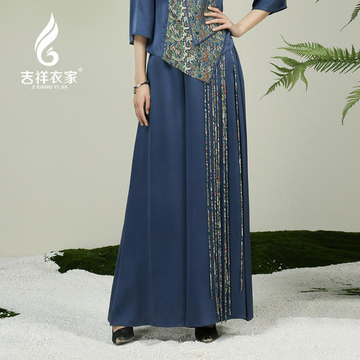 吉祥衣家新中式国风夏新款高端气质显瘦修身女装飞星梦阔腿裤 商品图1