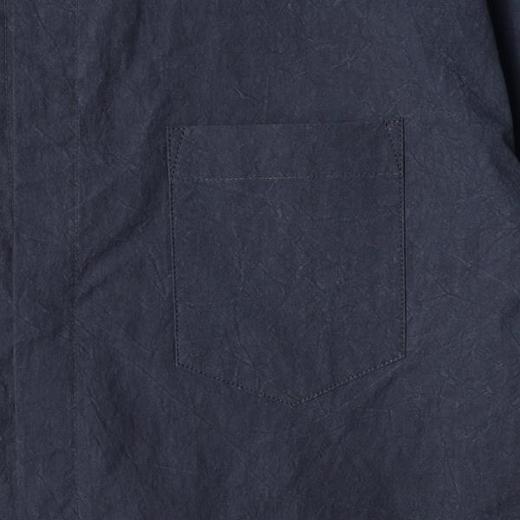 CS210夏季高级感新款纯色口袋圆领短袖衬衫百搭休闲简约复古中式衬衣 商品图3