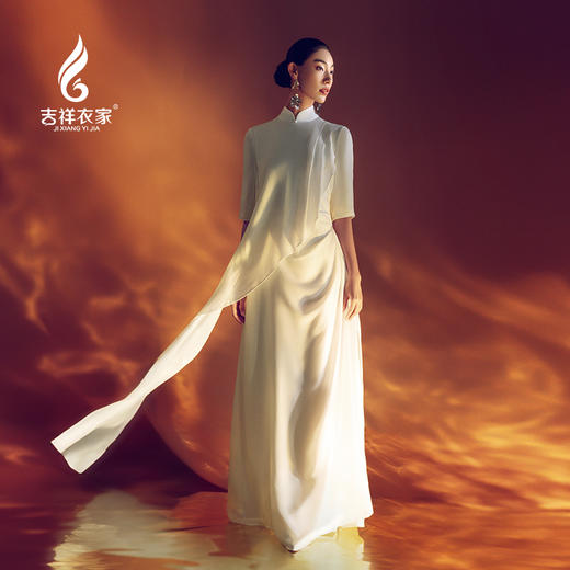 吉祥衣家中国风新中式复古女装2025新款春夏款女装子之清扬连衣裙 商品图1