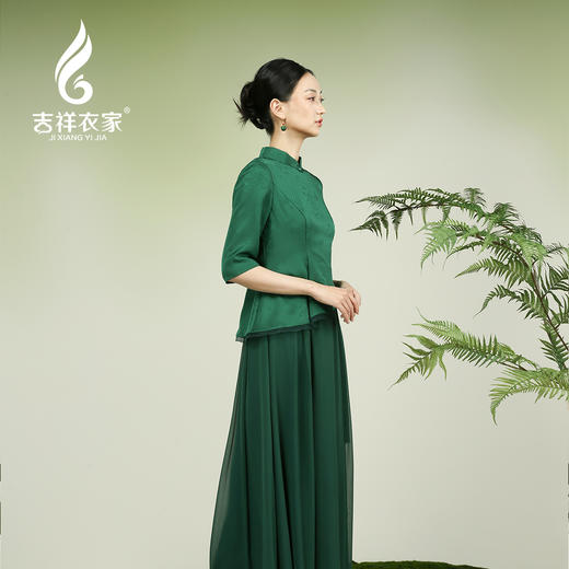 吉祥衣家新中式国风夏新款高端气质显瘦修身女装清扬婉邂逅连衣裙 商品图4