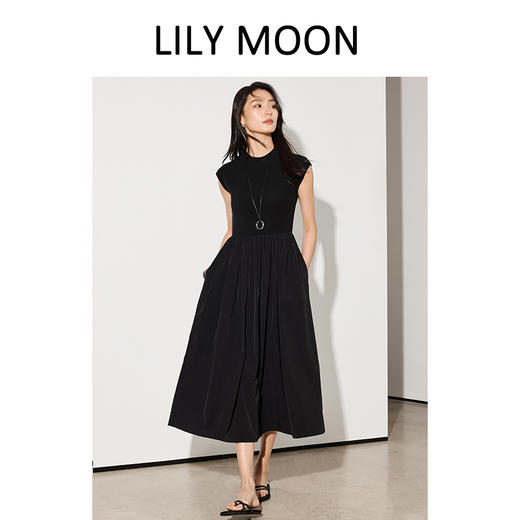 LILYMOON【立领小黑裙】极简小黑裙法式气质优雅羊毛轻奢 商品图1