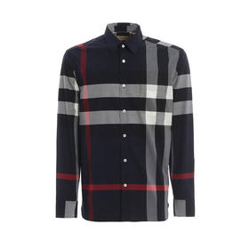 BURBERRY 巴宝莉 男士弹力棉质长袖衬衫 深蓝色 8004829 A1960