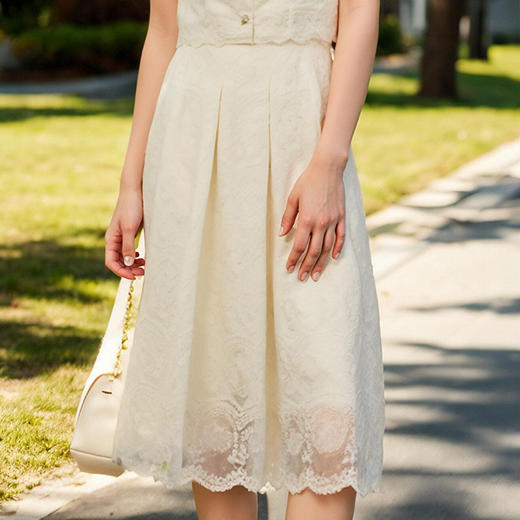 奢姿大码女装2025夏季减龄提花时尚两件套胖妹妹通勤百褶设计套装9952969331 商品图4