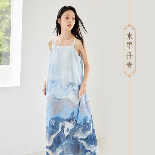 *IC新中式水墨风吊带连衣裙女夏季新款中国风气质高级通勤裙子 商品图1