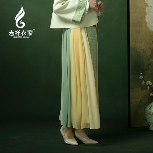 吉祥衣家中国风新中式复古女装2025新款春款桑蚕丝方苞茁水仙半裙 商品图2