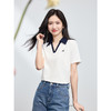 【1件9折】熙世界撞色翻领POLO衫短袖t恤女夏季2025新款小个子显瘦休闲上衣 商品缩略图3