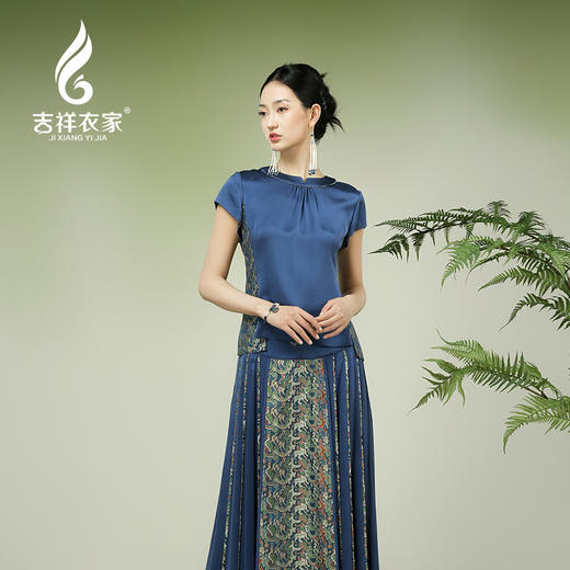 吉祥衣家新中式国风春夏新款高端气质显瘦修身女装晓星沉上衣 商品图1