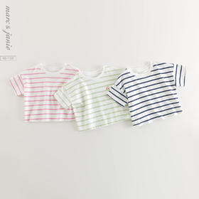 【凉感衣】马克珍妮女童多彩条纹短袖T恤 宝宝上衣夏装新款550782
