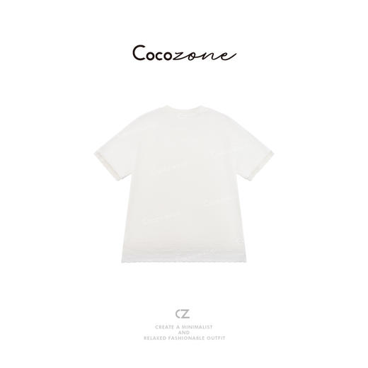 COCO ZONE 刘一一 2025简约圆领拼接蕾丝短袖T恤  CD1A0644 商品图5