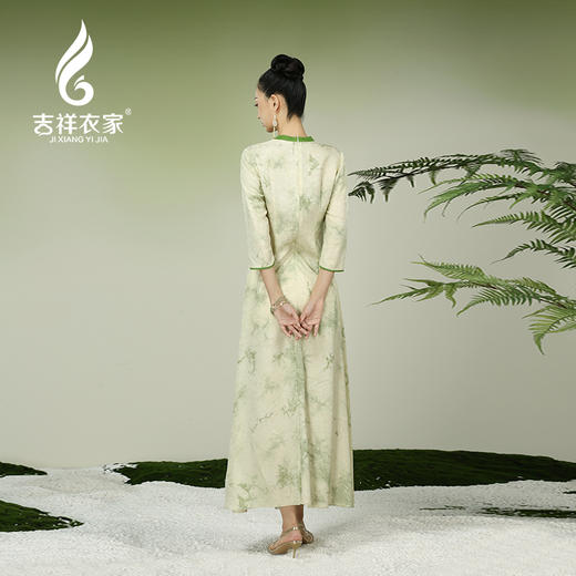 吉祥衣家新中式国风夏新款高端气质显瘦修身女装月出佼人僚连衣裙 商品图4