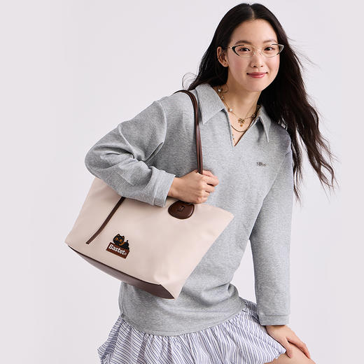 大英博物馆 巴斯特系列 萌猫托特包轻便休闲单肩包 绿色 黑色 米色 商品图1