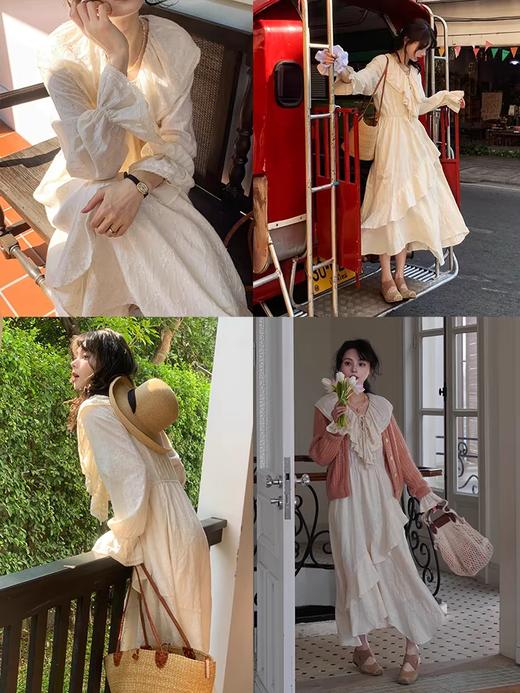 浮生八记/25A021/25A023/复古法式荷叶领不规则连衣裙浪漫系苎麻衬衫 商品图4