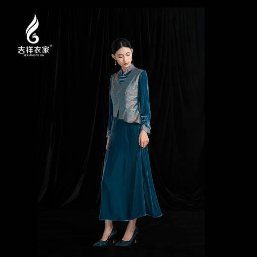 吉祥衣家新中式国风春季新款高端气质显瘦修身女装蘅芷翩翩连衣裙 商品图0