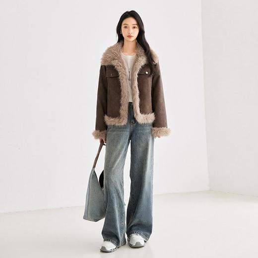 IC 复古做旧宽松毛毛短外套冬新款皮草皮毛一体机车服女 商品图3