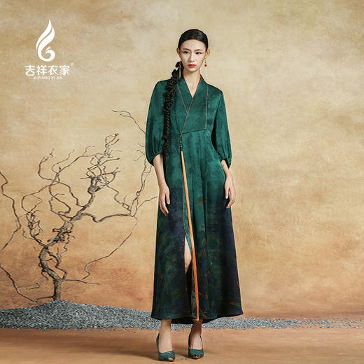 吉祥衣家新中式国风夏新款高端气质显瘦修身女装苏世独立连衣裙 商品图0