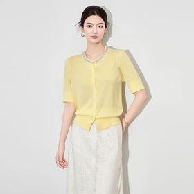 【高货wl】全新升级【铂金会员192/天猫259/差价67】(73233) 洛诗琳法式轻奢重工钉珠圆领短袖针织开衫名媛气质上衣