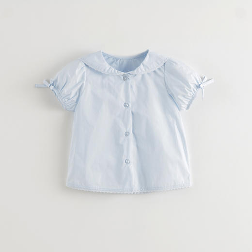 马克珍妮女童甜美泡泡袖短袖衬衫儿童纯棉衬衣2025夏装新款550826 商品图2