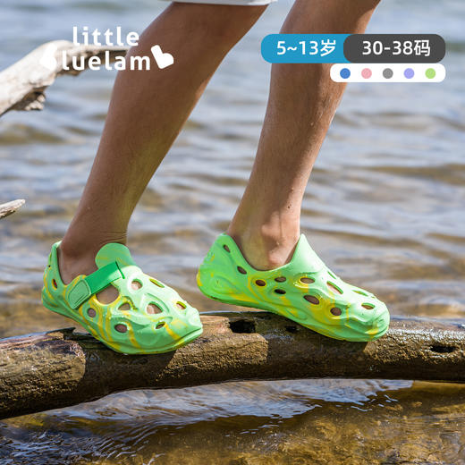 【30-38码】小蓝羊25夏季亲子鞋透气沙滩鞋涉水洞洞鞋迷彩凉鞋-小船长迷彩洞洞鞋，海边踩水必备 商品图7