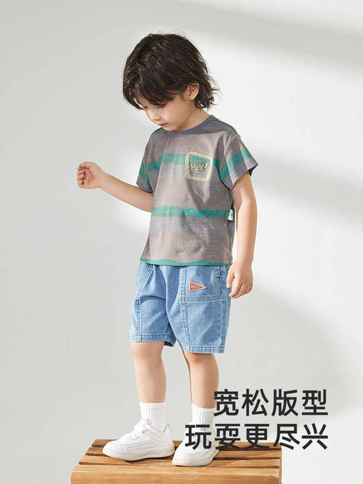 英氏儿童T恤夏季短袖透气圆领2025新款男童纯棉T恤YRTCJ2R058A 商品图1