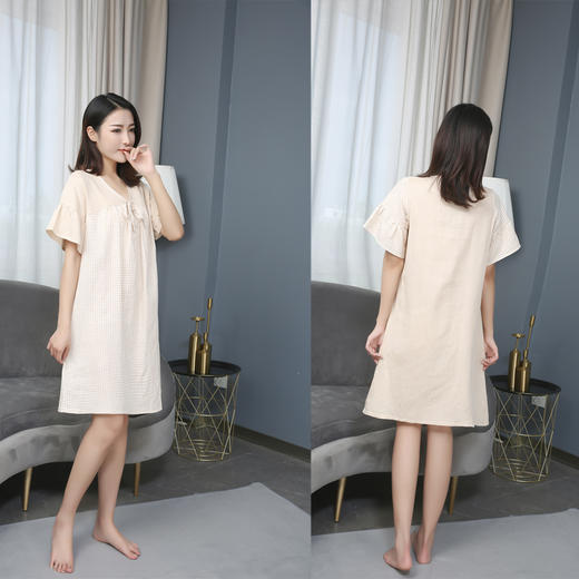 轻柔无感纱布裙  棕色/格子（女） 商品图1