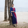 绽放旅行女装206朵/彩虹糖裙子亚麻拼接撞色前后两穿七分袖连衣裙 商品缩略图0