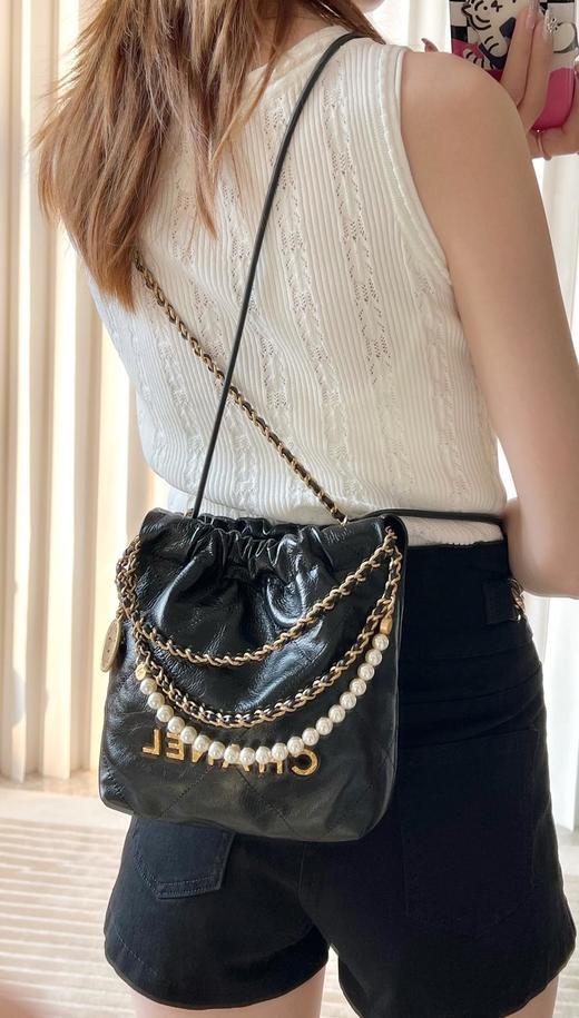 香奈儿23s春夏系列火爆珍珠链条𝖬𝗂𝗇𝗂𝟤𝟤𝖡𝖺𝗀黑色斜挎包（HH） 商品图1